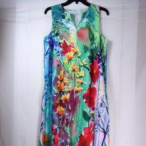 Medium Floral Print Short Sleeve Maxi Dress